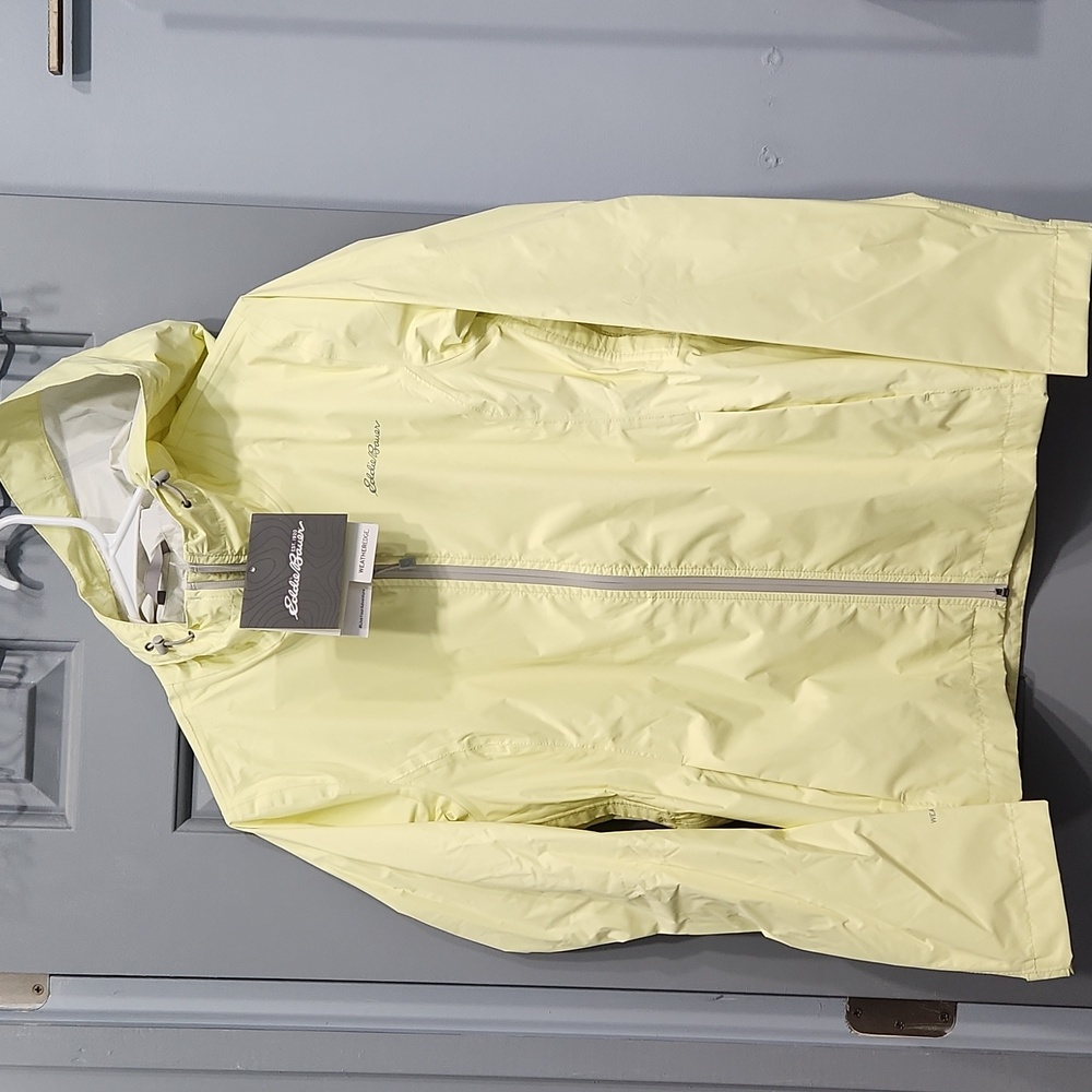 NWUT Eddie Bauer Cloud Cap Rain Jacket Seam Sealed Light Yellow XS